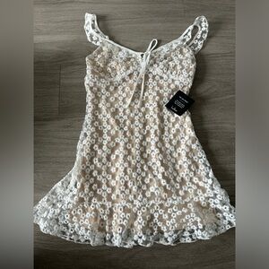 Lulus White Lace Floral Dress